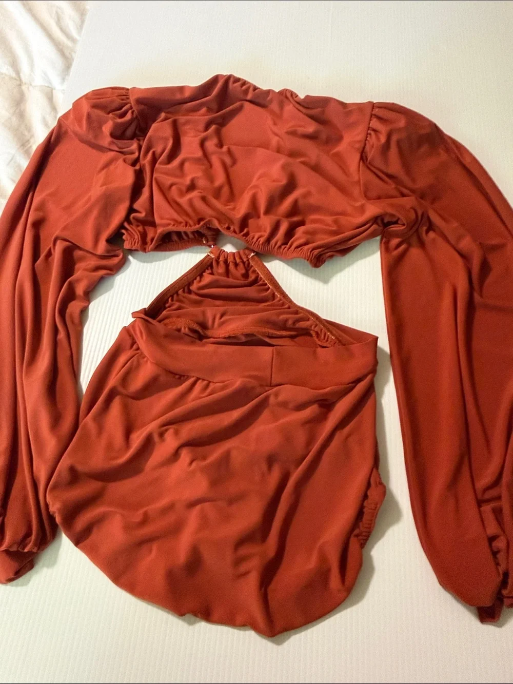 Kelle dance costume jazz contemporary Orange copper jersey stretch poet MA